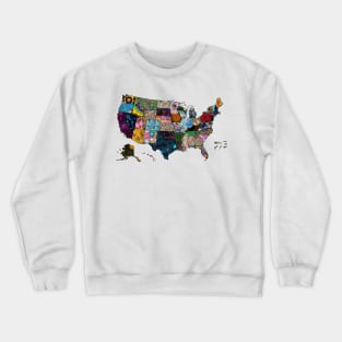 Spirograph Patterned United States of America Map Crewneck Sweatshirt